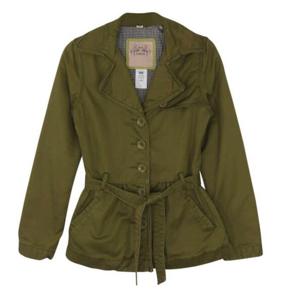 Levi's Olive Green Jacket Trench Coat Utility Jacket Size Small Casual - Picture 1 of 5